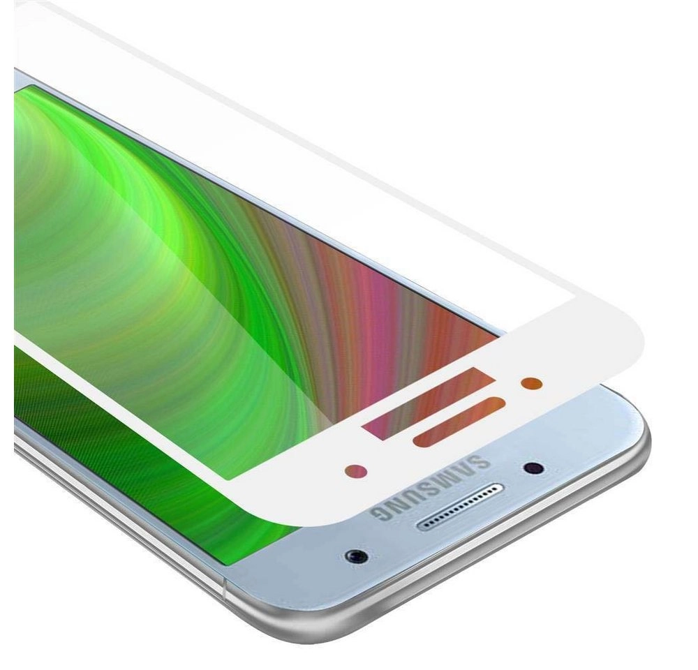 Cadorabo Vollbild Panzer Folie für Samsung Galaxy A7 2017 Schutzfolie in TRANSPARENT mit WEISS Gehärtetes (Tempered) Display-Schutzglas in 9H Härte mit 3D Touch Kompatibilität