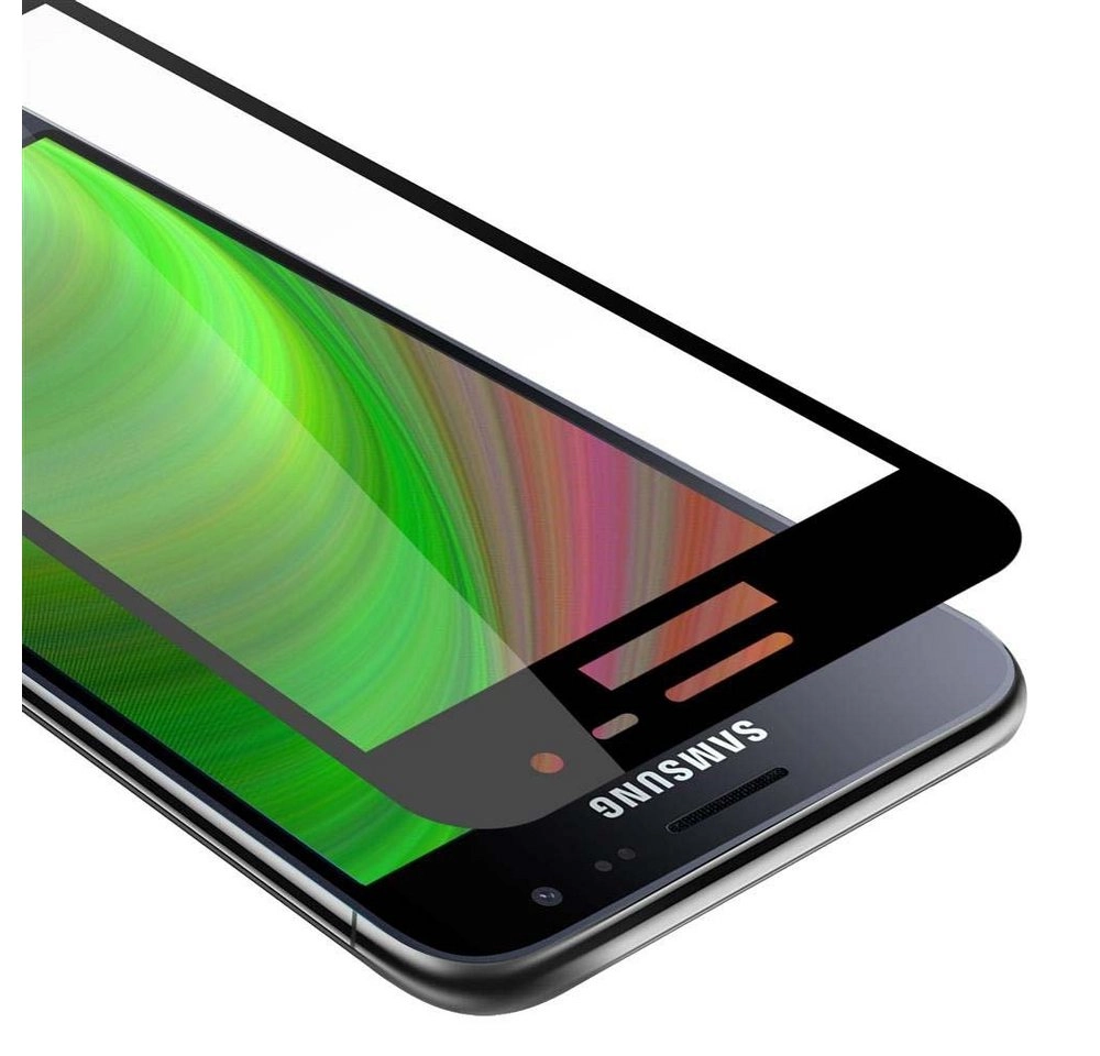Cadorabo Vollbild Panzer Folie für Samsung Galaxy J3 / J3 DUOS 2016 Schutzfolie in TRANSPARENT mit SCHWARZ Gehärtetes (Tempered) Display-Schutzglas in 9H Härte mit 3D Touch Kompatibilität