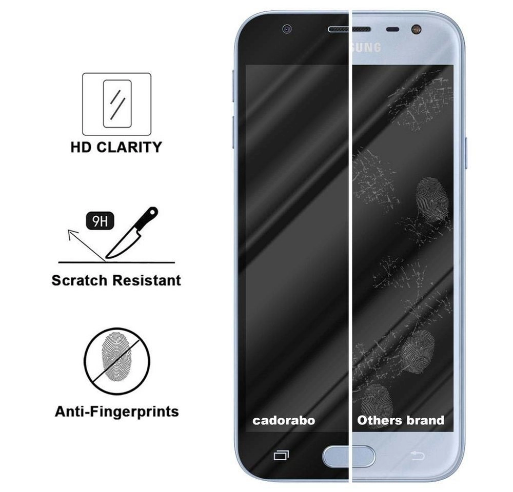 Cadorabo Vollbild Panzer Folie für Samsung Galaxy J3 PRO Schutzfolie in TRANSPARENT mit SCHWARZ Gehärtetes (Tempered) Display-Schutzglas in 9H Härte mit 3D Touch Kompatibilität