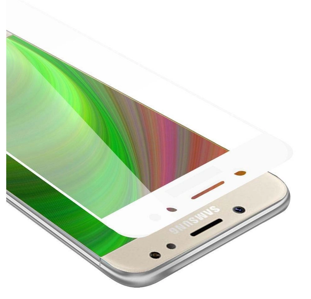 Cadorabo Vollbild Panzer Folie für Samsung Galaxy J5 2017 Schutzfolie in TRANSPARENT mit WEISS Gehärtetes (Tempered) Display-Schutzglas in 9H Härte mit 3D Touch Kompatibilität