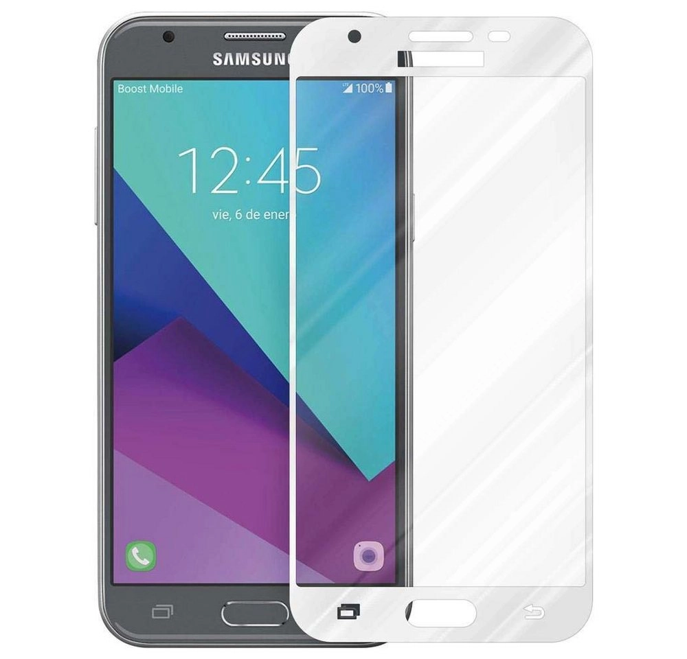 Cadorabo Vollbild Panzer Folie für Samsung Galaxy J5 2017 Schutzfolie in TRANSPARENT mit WEISS Gehärtetes (Tempered) Display-Schutzglas in 9H Härte mit 3D Touch Kompatibilität