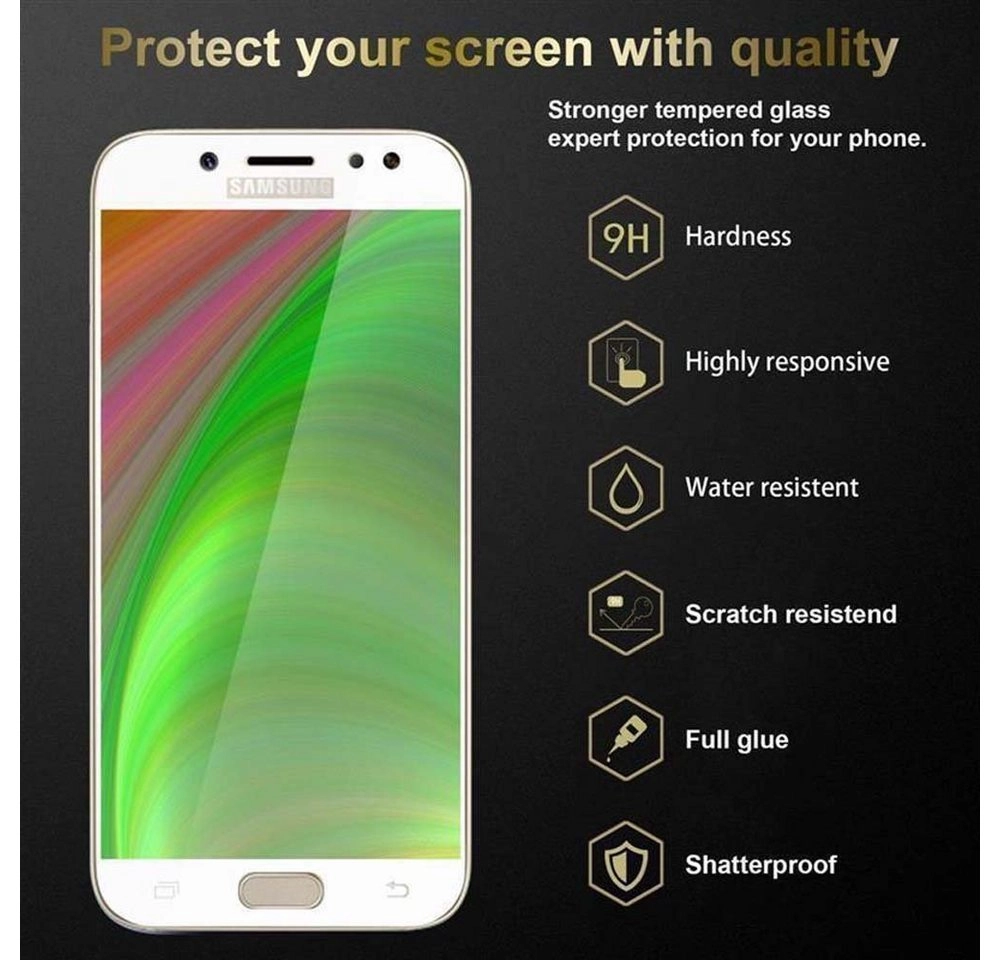 Cadorabo Vollbild Panzer Folie für Samsung Galaxy J5 2017 Schutzfolie in TRANSPARENT mit WEISS Gehärtetes (Tempered) Display-Schutzglas in 9H Härte mit 3D Touch Kompatibilität
