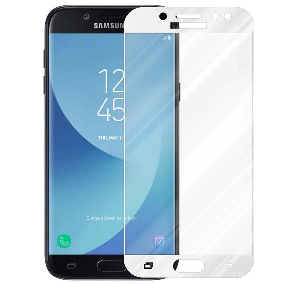 Cadorabo Vollbild Panzer Folie für Samsung Galaxy J5 PRO Schutzfolie in TRANSPARENT mit WEISS Gehärtetes (Tempered) Display-Schutzglas in 9H Härte mit 3D Touch Kompatibilität