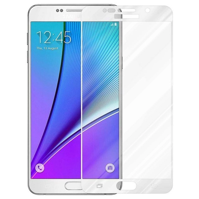 Cadorabo Vollbild Panzer Folie für Samsung Galaxy NOTE 5 Schutzfolie in TRANSPARENT mit WEISS Gehärtetes (Tempered) Display-Schutzglas in 9H Härte mit 3D Touch Kompatibilität