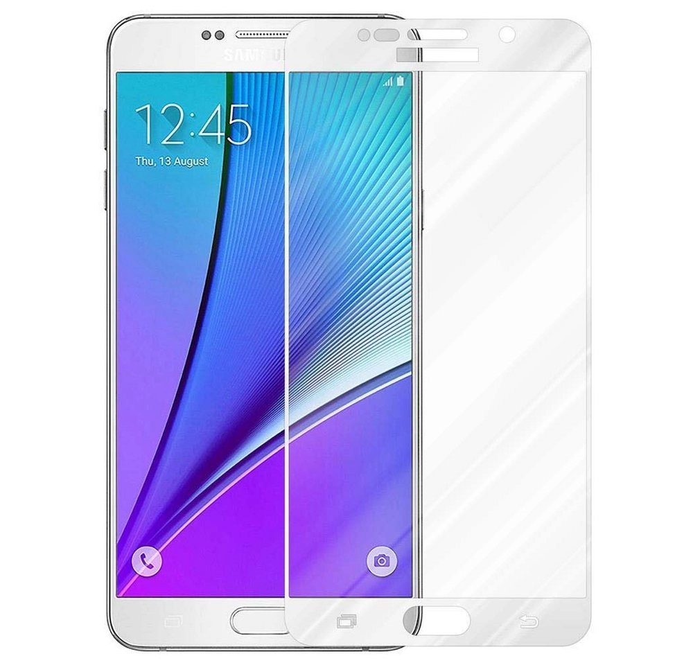 Cadorabo Vollbild Panzer Folie für Samsung Galaxy NOTE 5 Schutzfolie in TRANSPARENT mit WEISS Gehärtetes (Tempered) Display-Schutzglas in 9H Härte mit 3D Touch Kompatibilität