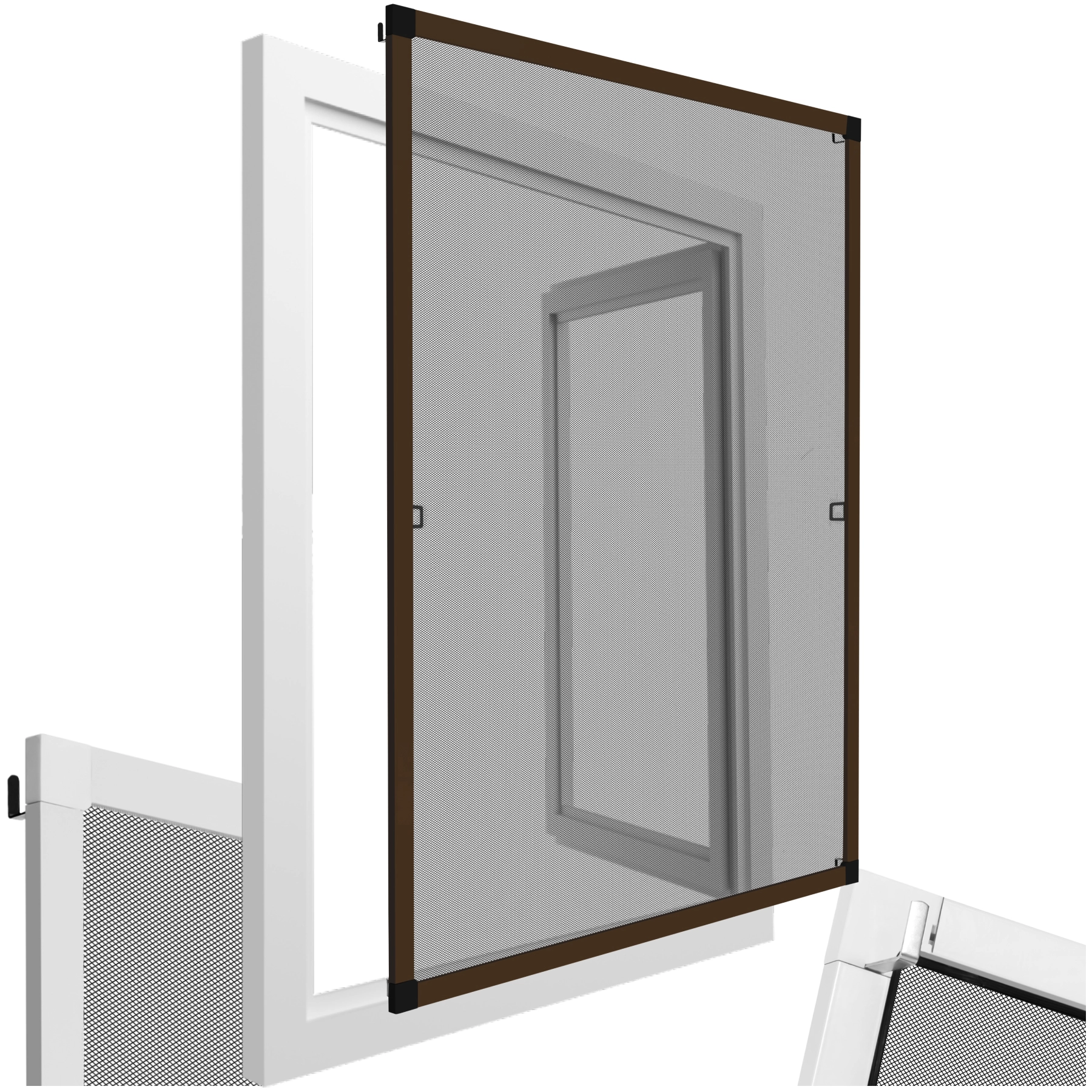 Fliegengitter mit Aluminiumrahmen für Fenster - 100 x 120 cm, braun