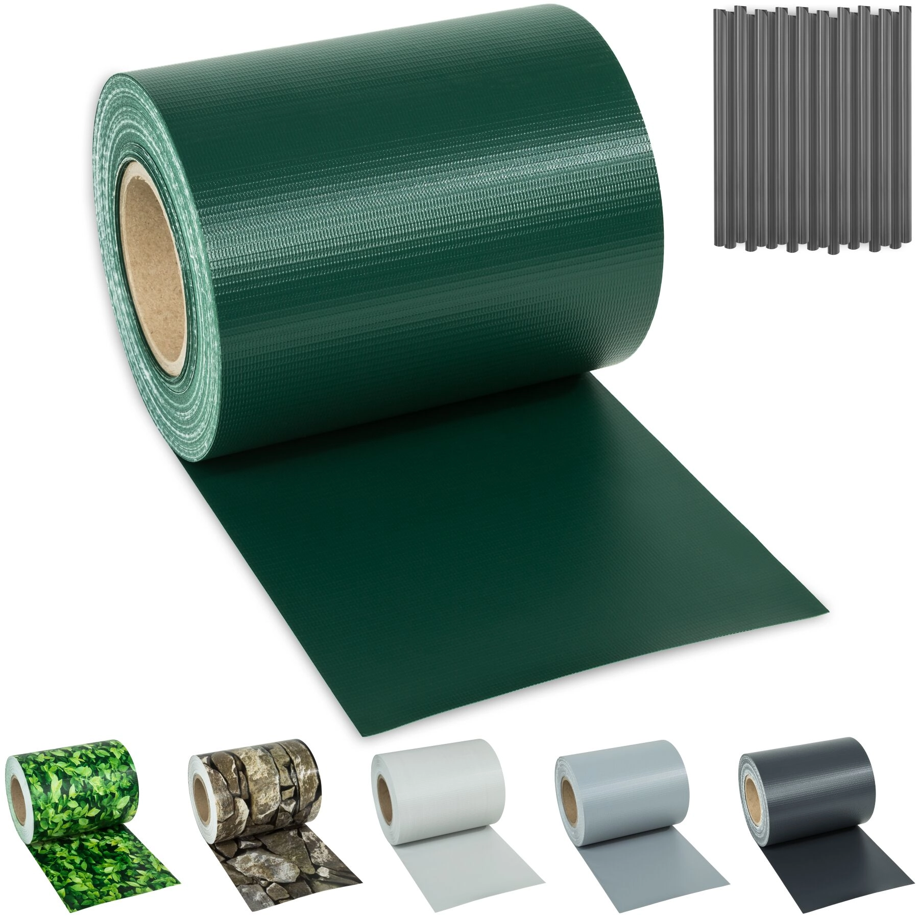 PVC Sichtschutzfolie mit Befestigungsclips - 35 m, grün