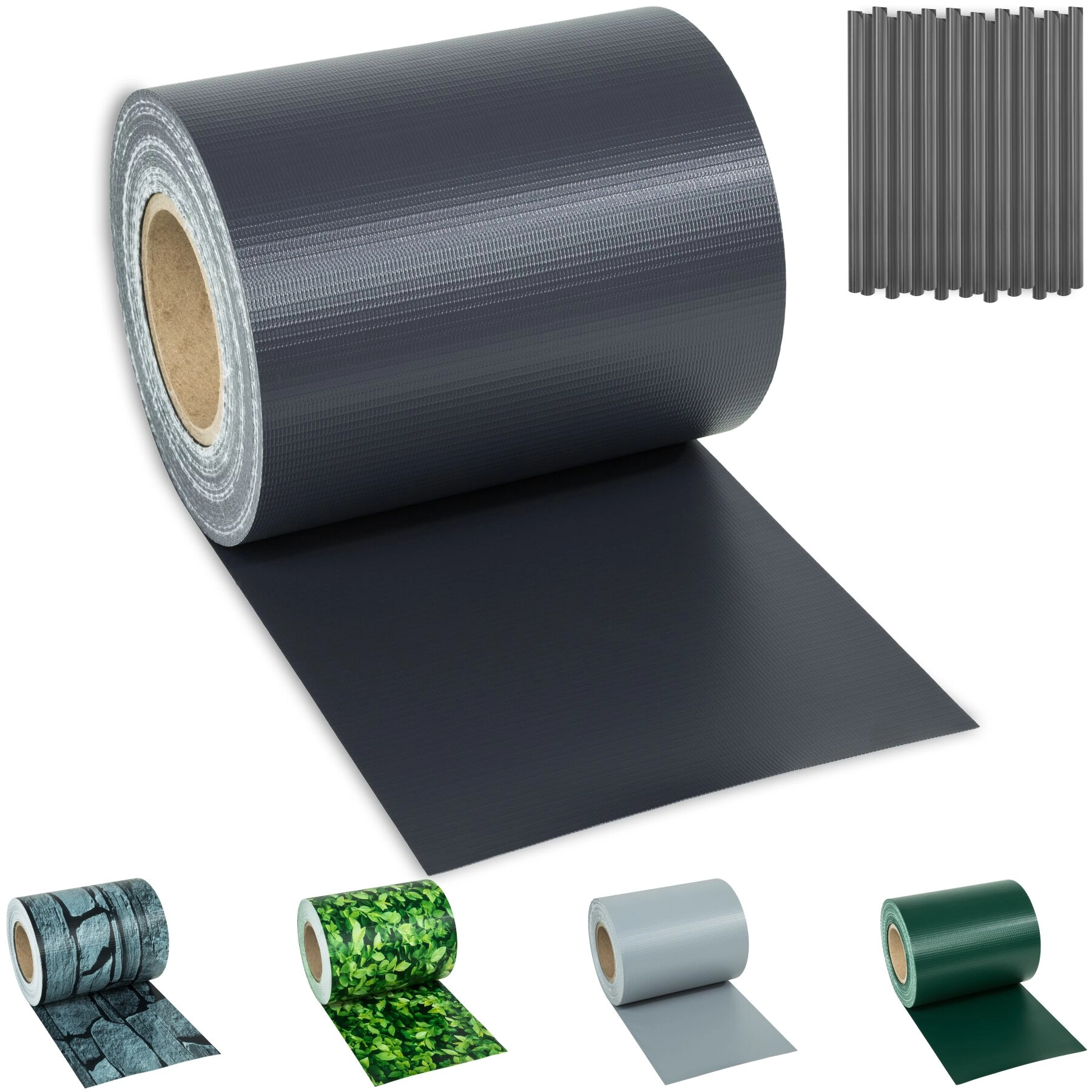 PVC Sichtschutzfolie mit Befestigungsclips - 70 m, anthrazit