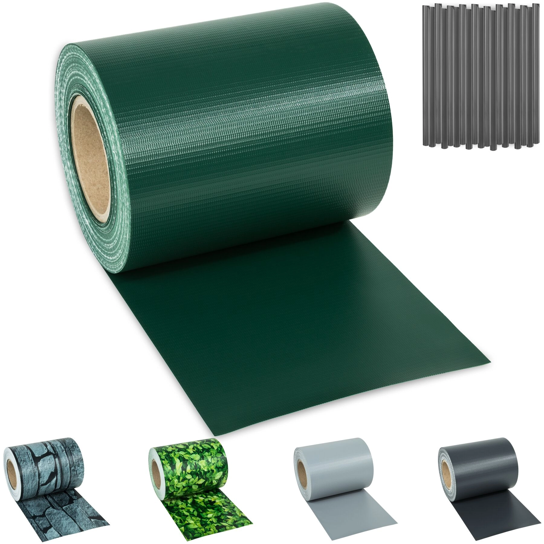 PVC Sichtschutzfolie mit Befestigungsclips - 70 m, grün