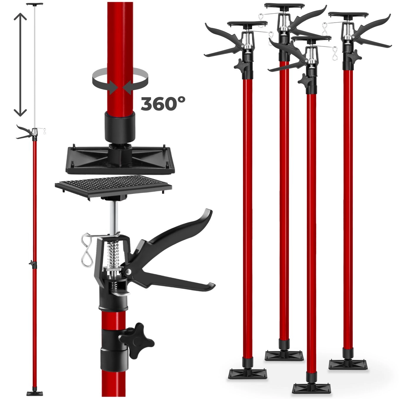 4 Baustützen 115 bis 290 cm - rot