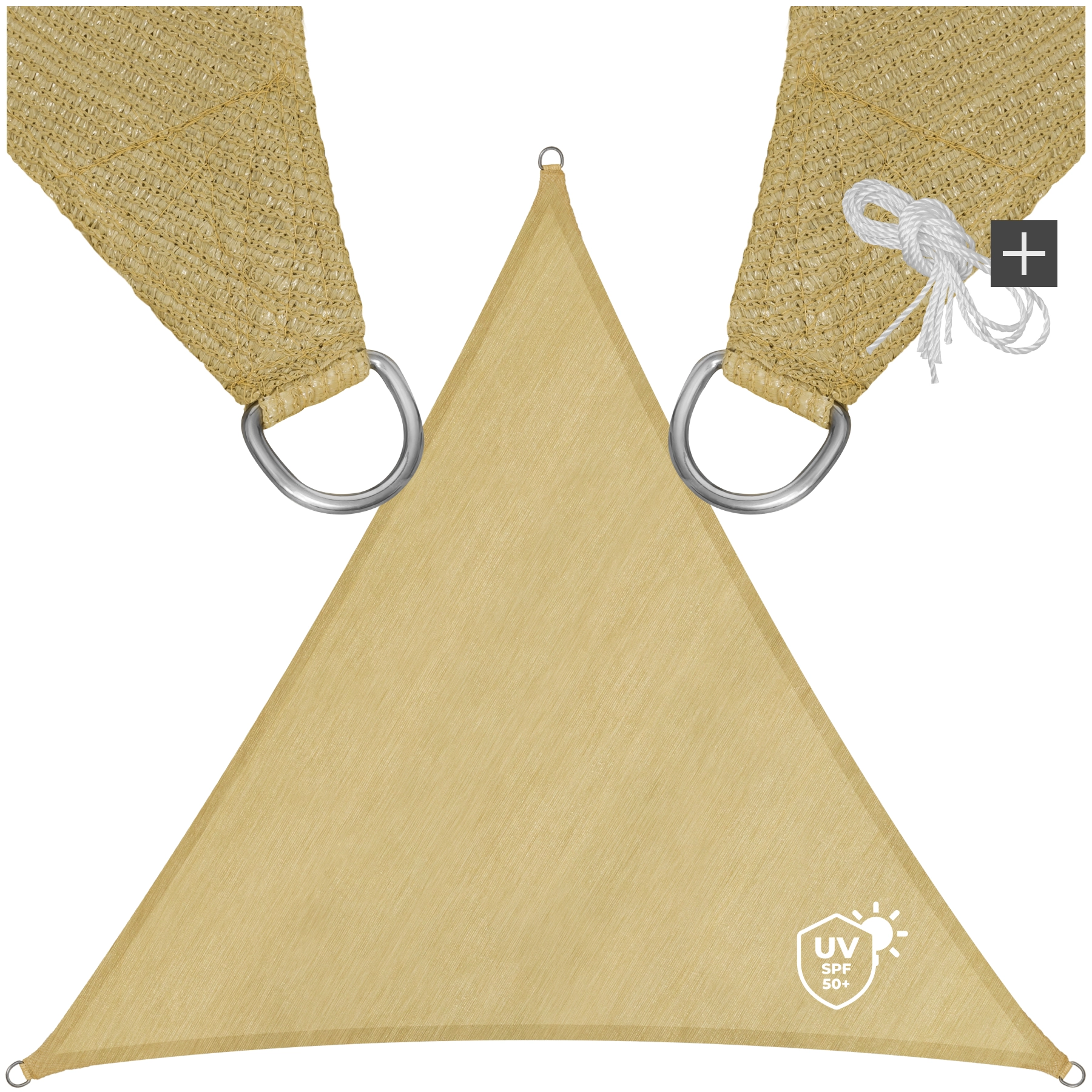 Polyethylen Sonnensegel dreieckig beige - 6 x 6 x 6 m
