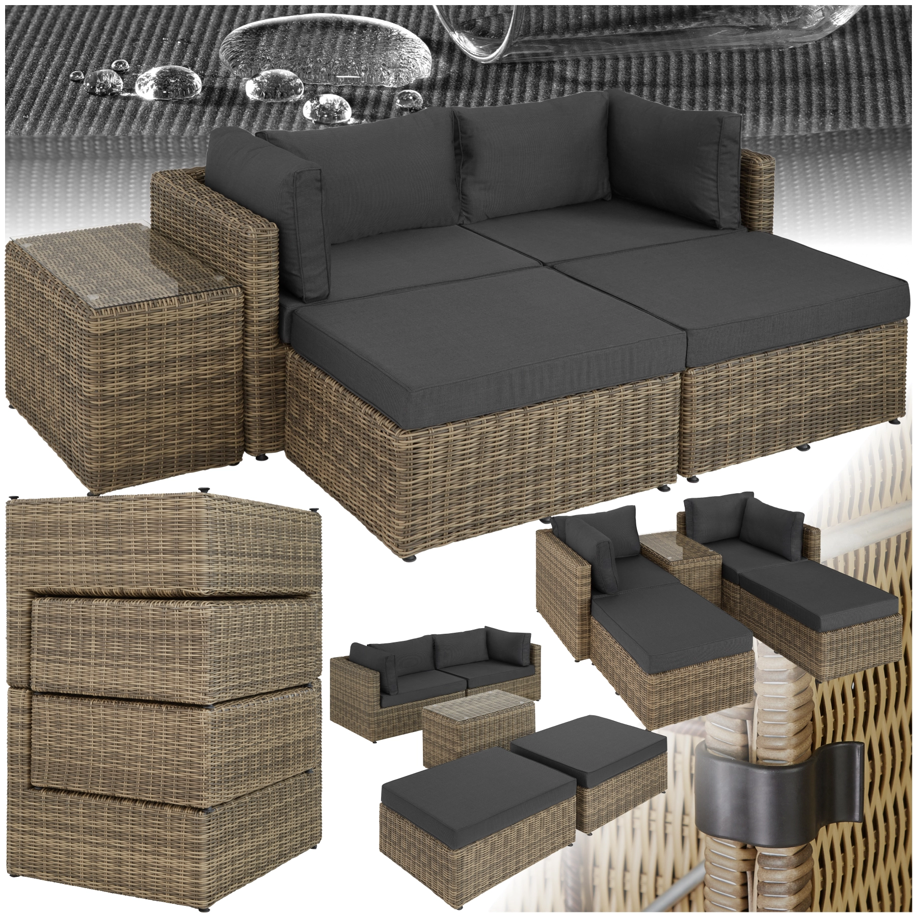 Rattan Lounge mit Aluminiumgestell San Domino - natur