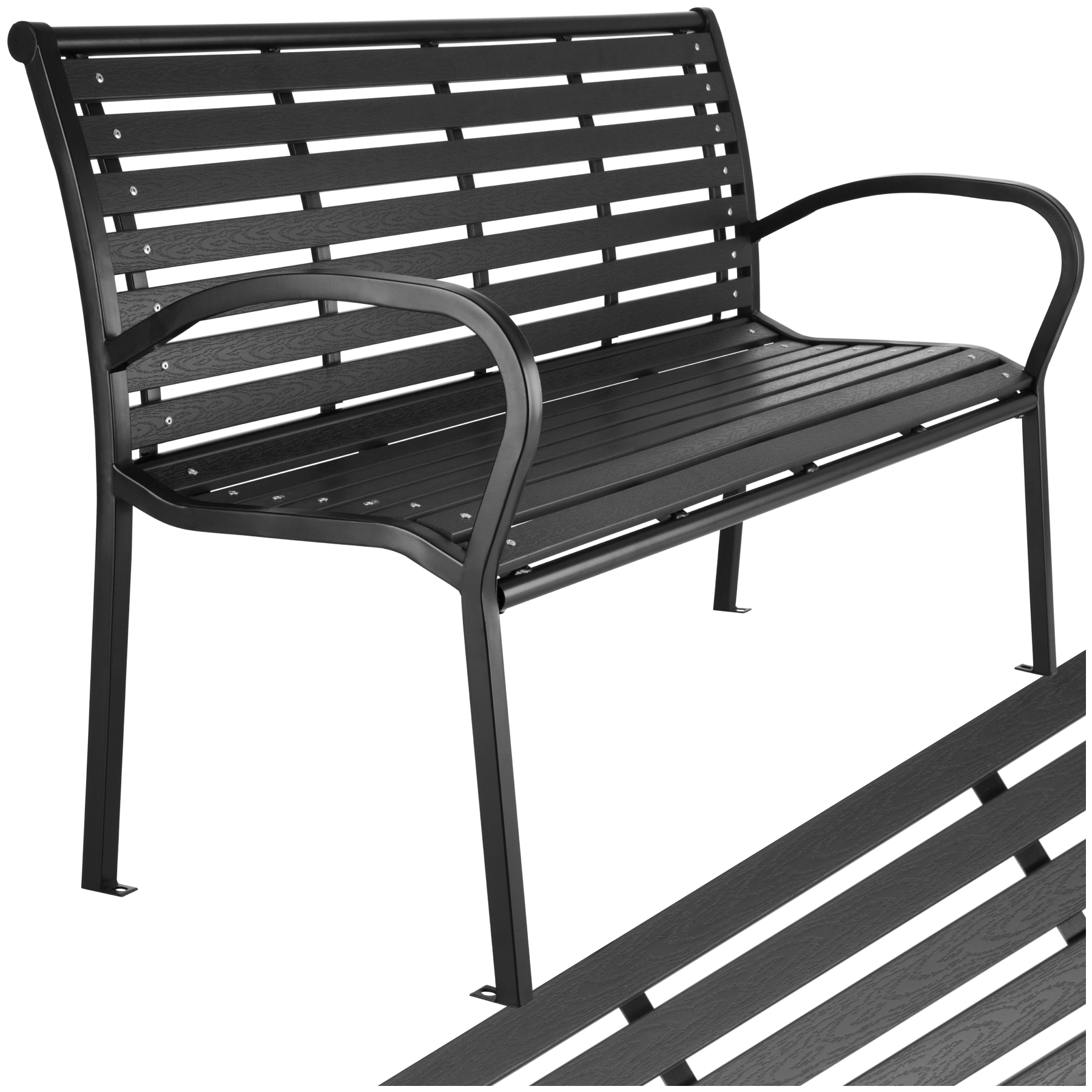 Gartenbank Pino 3-Sitzer 126x62x81,5cm - schwarz