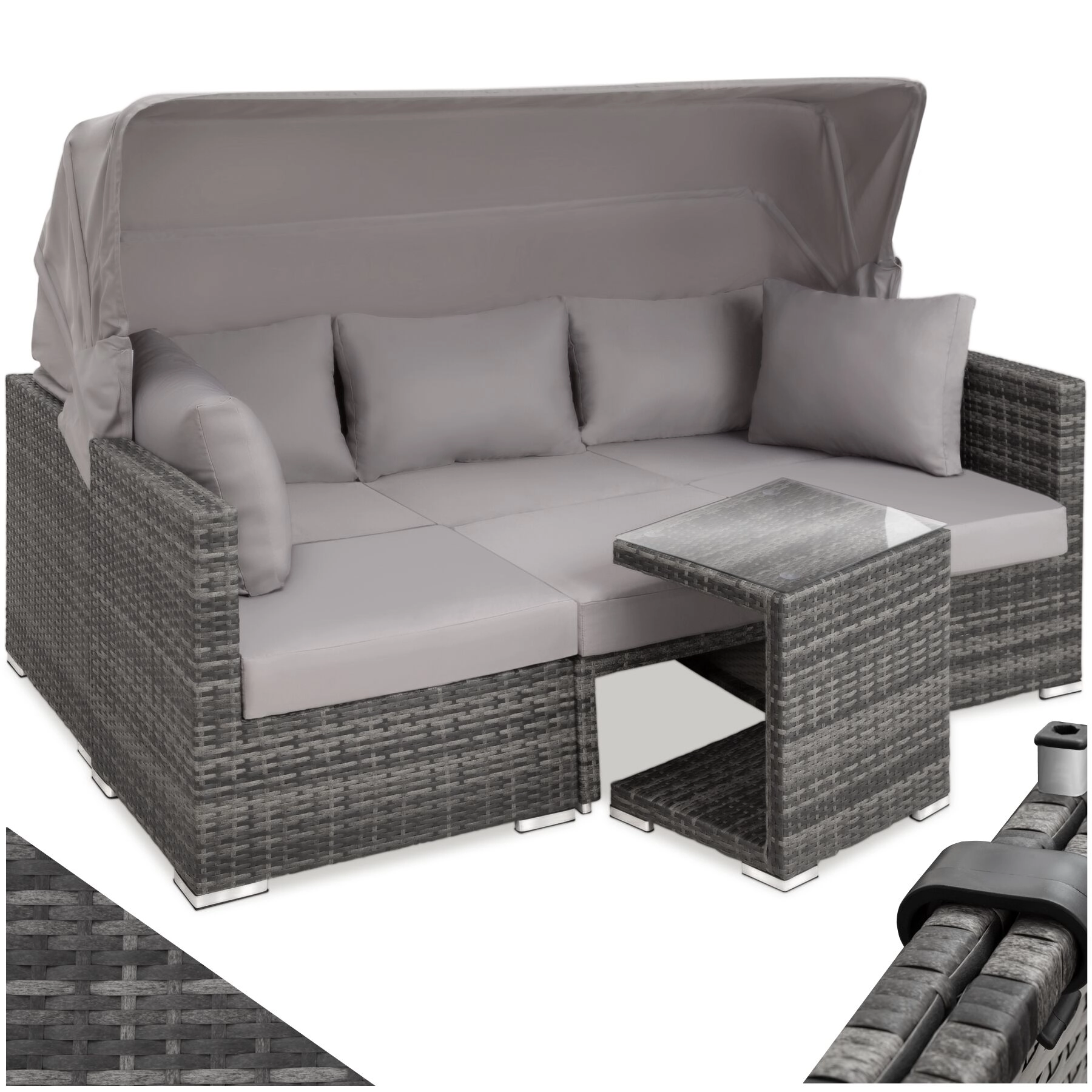 Rattan Lounge mit Aluminiumgestell San Marino - grau