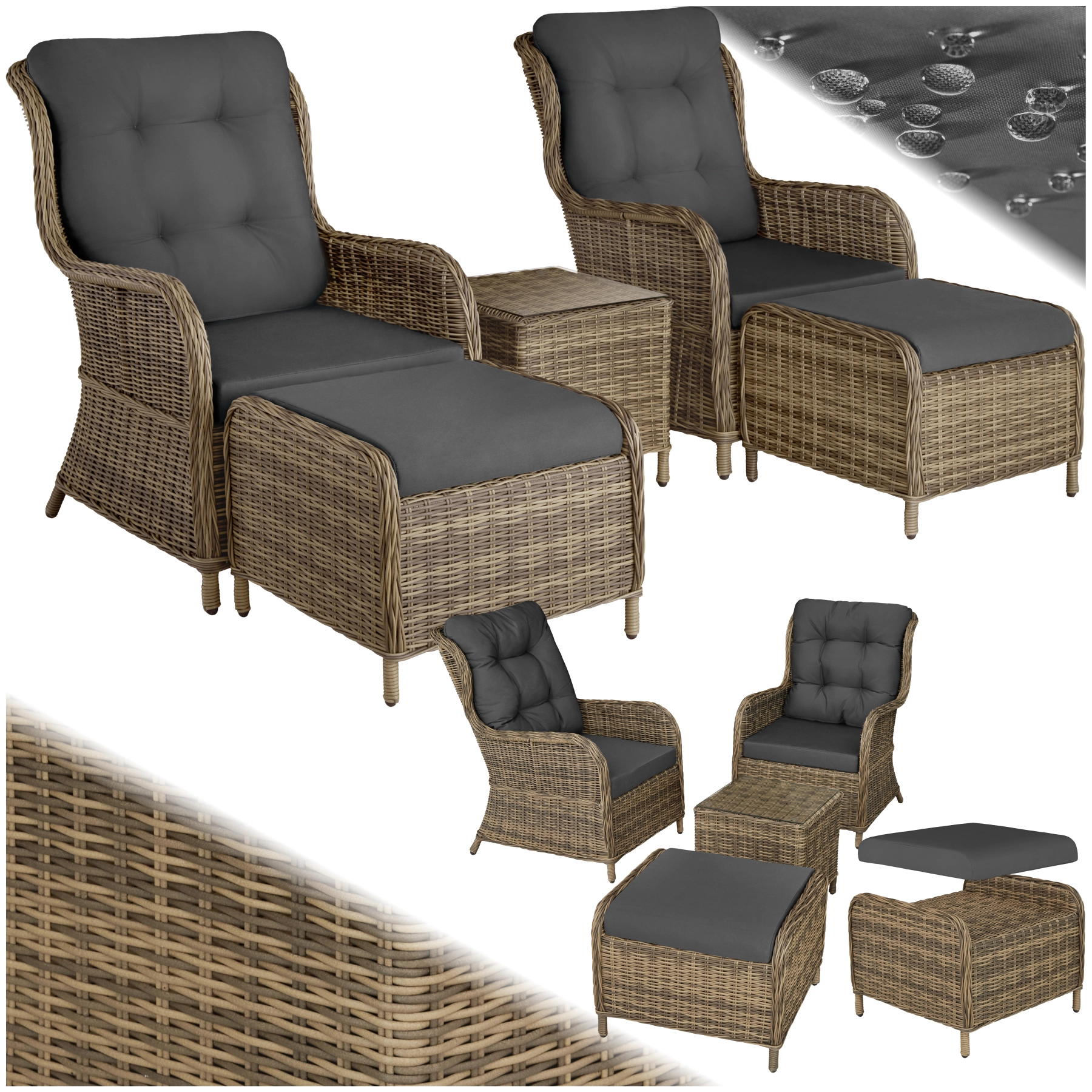 Aluminium Rattan Sitzgruppe Benissa 2+2 - natur