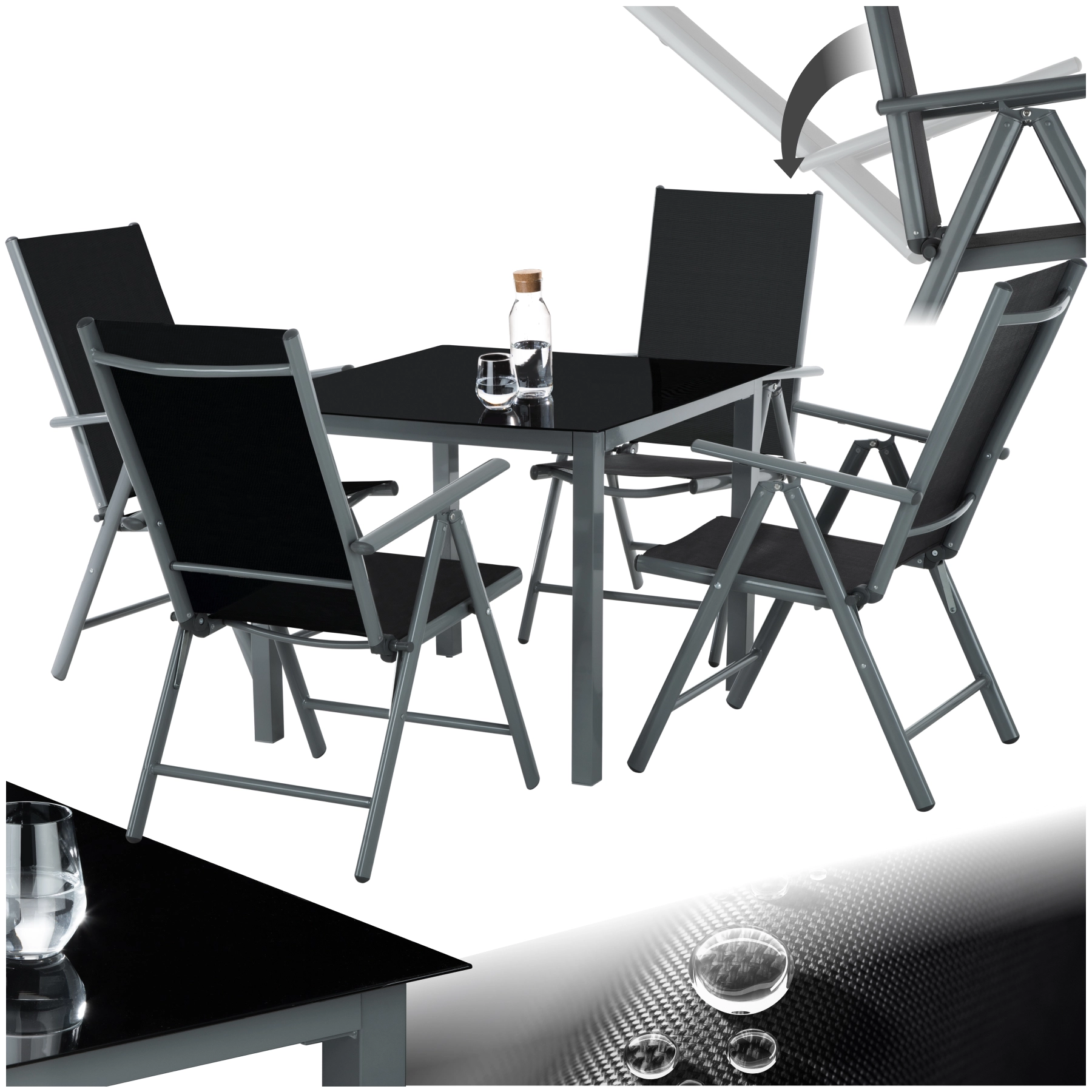 Aluminium Sitzgruppe 4+1 - anthrazit
