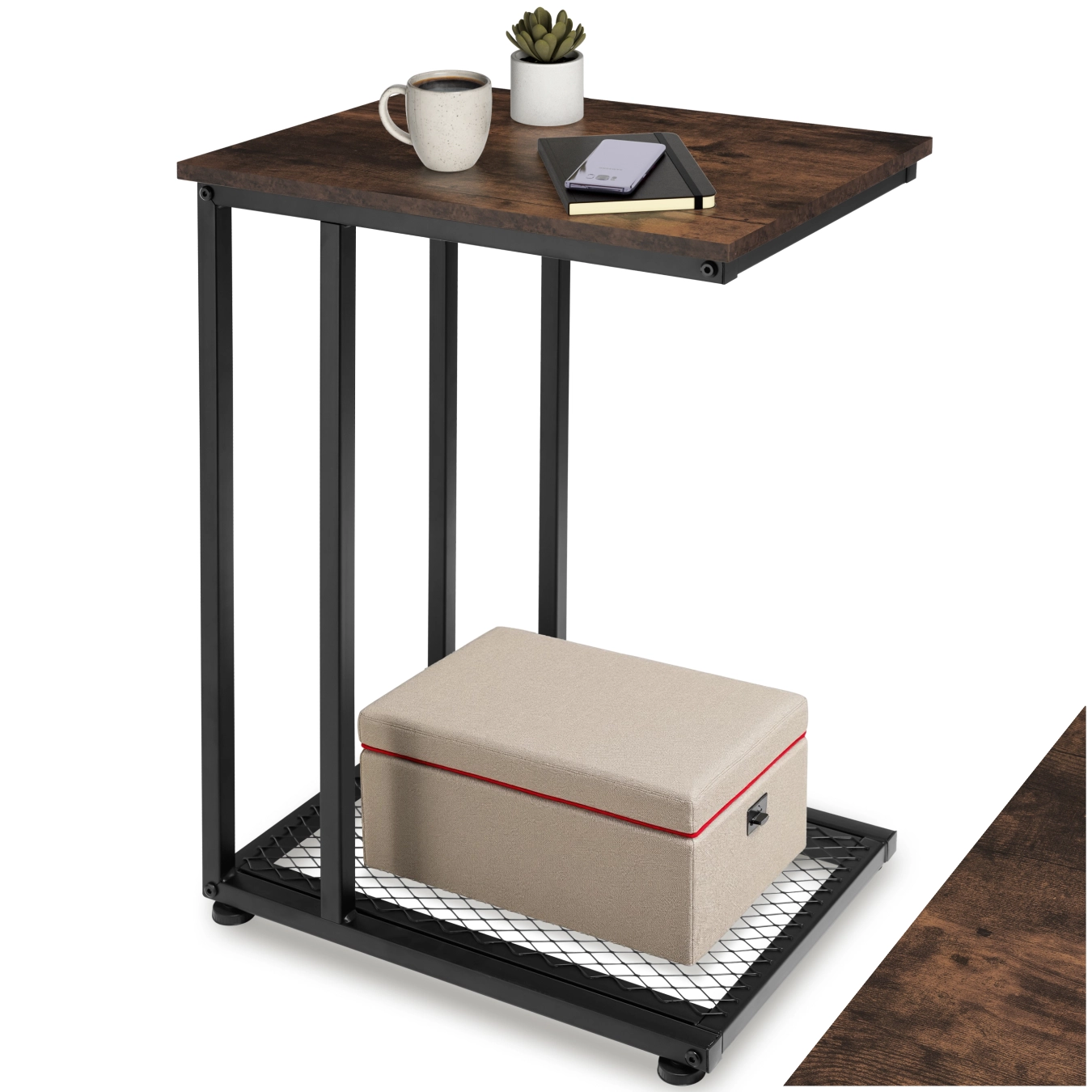 Beistelltisch Eton 48x35x66cm - Industrial Holz dunkel, rustikal