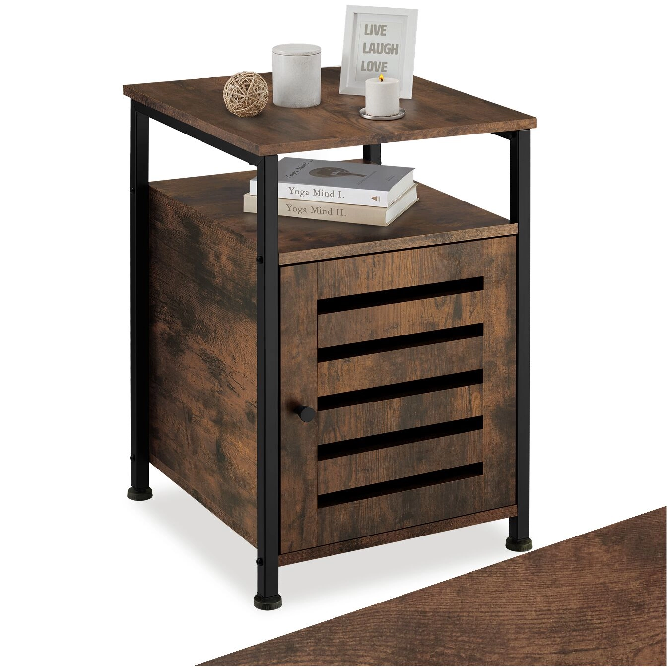 Beistellschrank Cork 40,5x40,5x60,5cm - Industrial Holz dunkel, rustikal