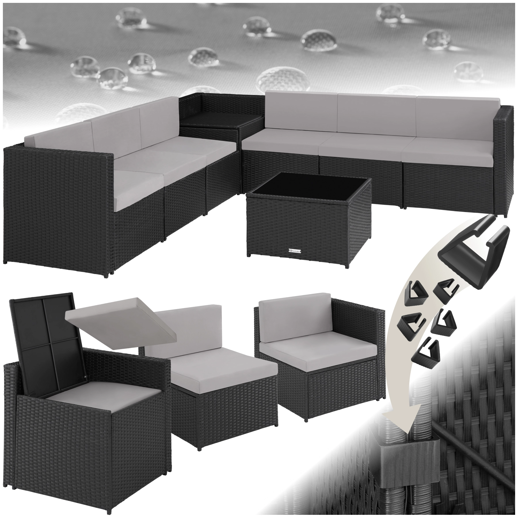 Rattan Lounge Verona - schwarz
