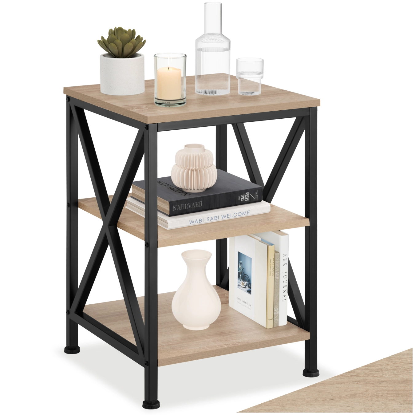 Beistelltisch Nottingham 40,5x40,5x60,5cm - Industrial Holz hell, Eiche Sonoma