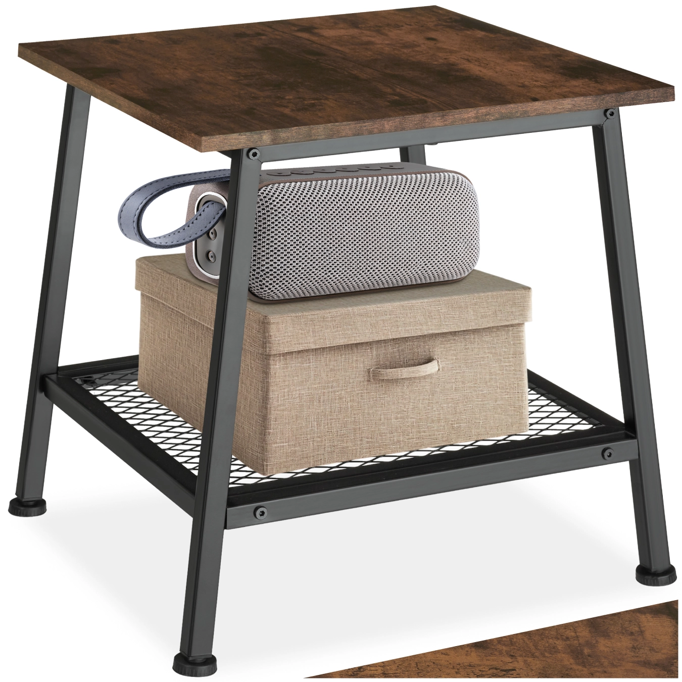Beistelltisch Bedford 45,5x45x47cm - Industrial Holz dunkel, rustikal