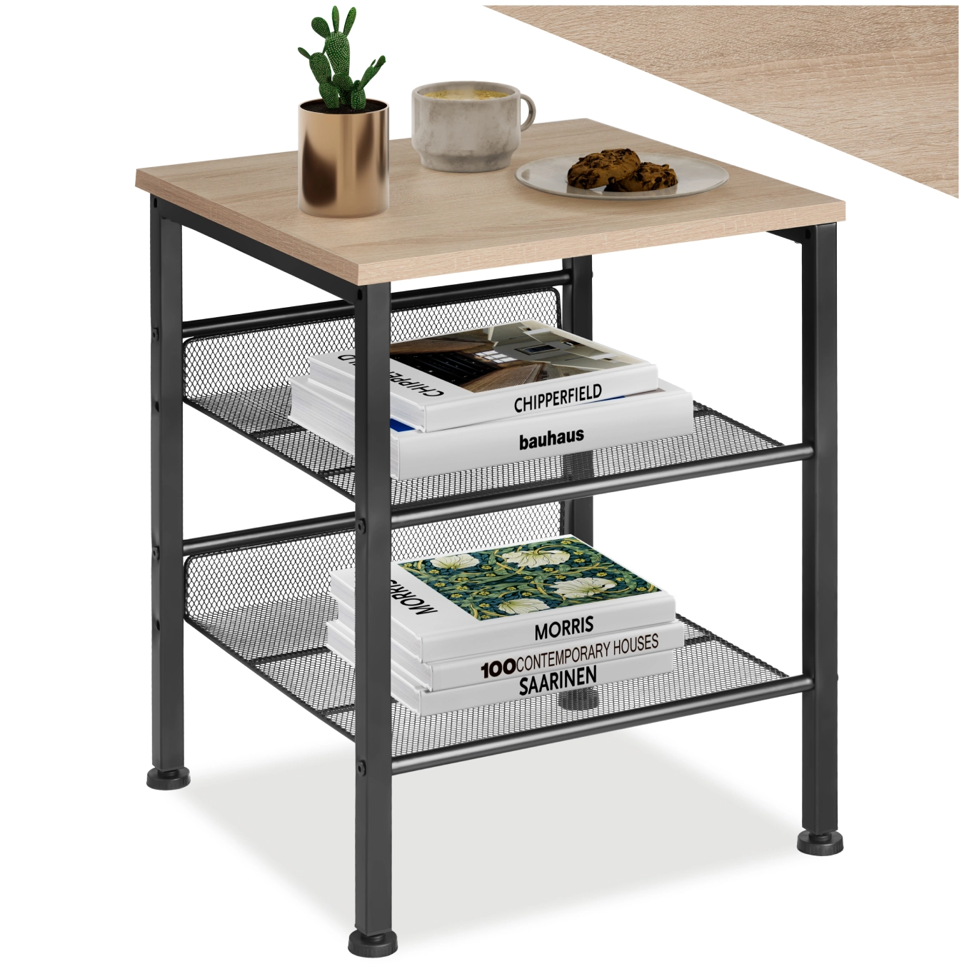 Beistelltisch Lincoln 40,5x40x50,5cm - Industrial Holz hell, Eiche Sonoma