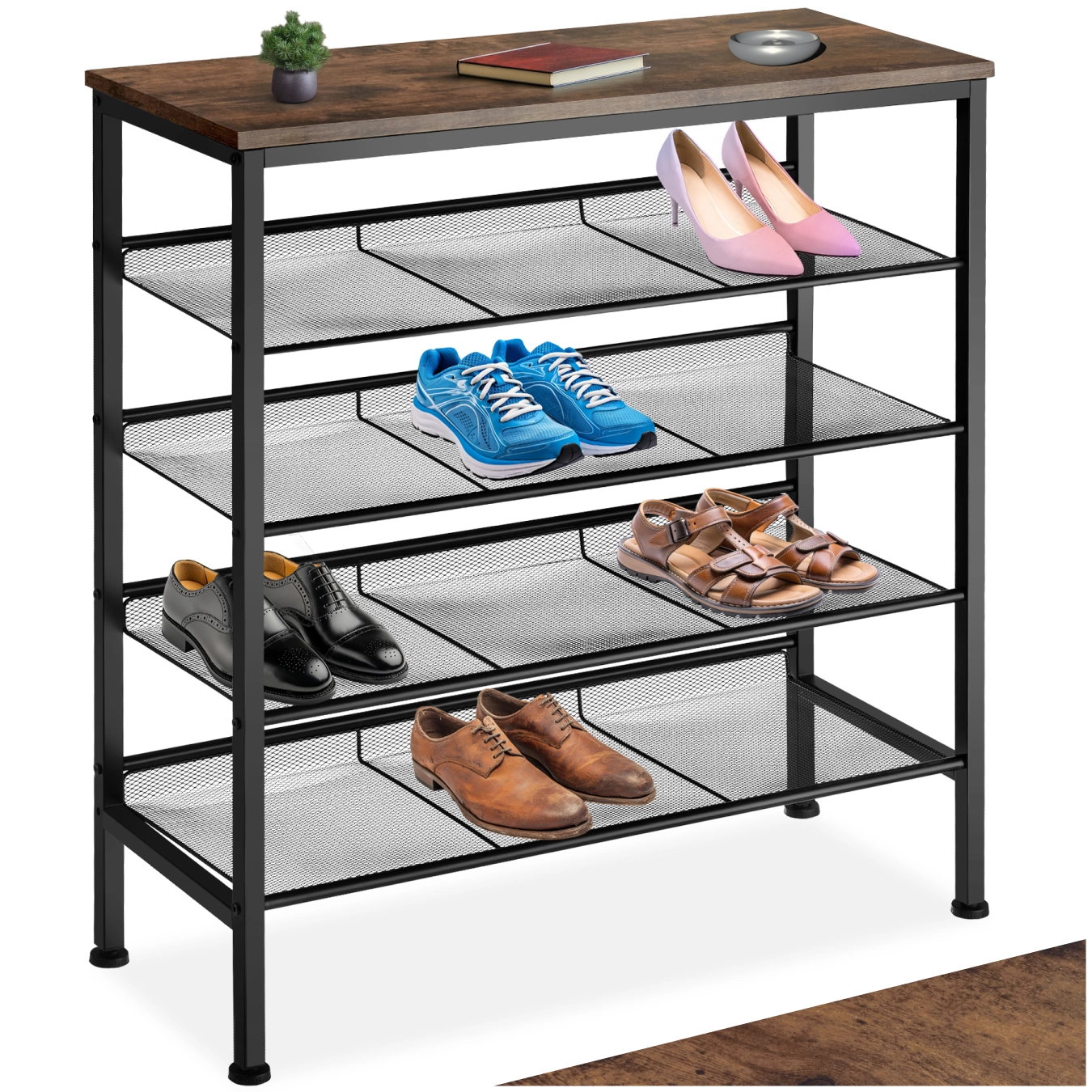 Schuhregal Bournemouth 75,5x30,5x85,5cm - Industrial Holz dunkel, rustikal