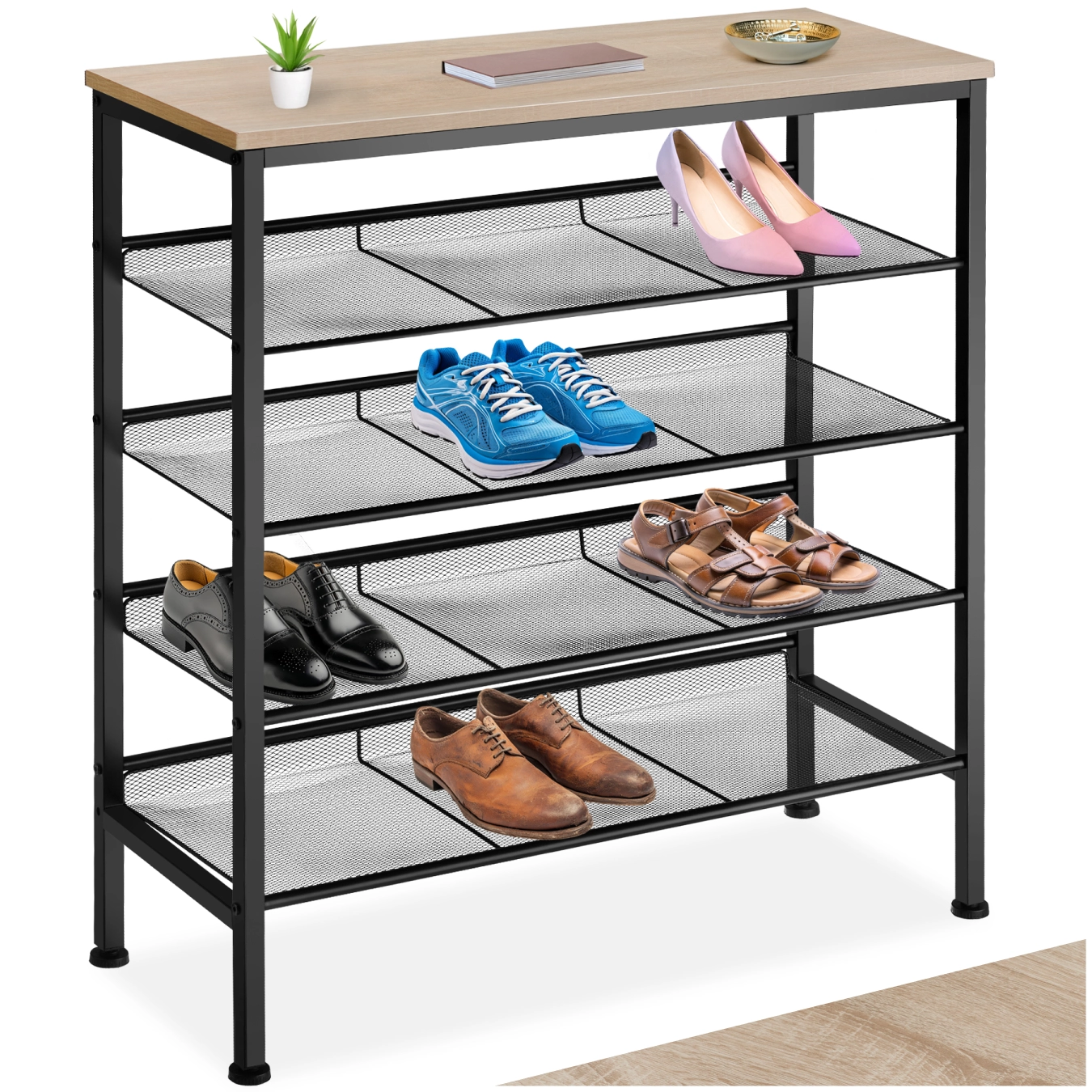 Schuhregal Bournemouth 75,5x30,5x85,5cm - Industrial Holz hell, Eiche Sonoma