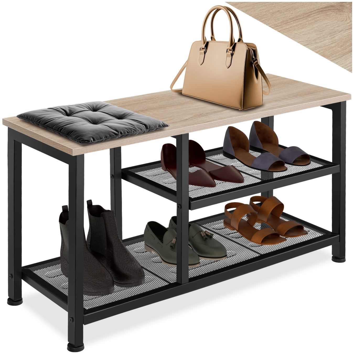 Schuhregal Taunton 80x30x45,5cm - Industrial Holz hell, Eiche Sonoma