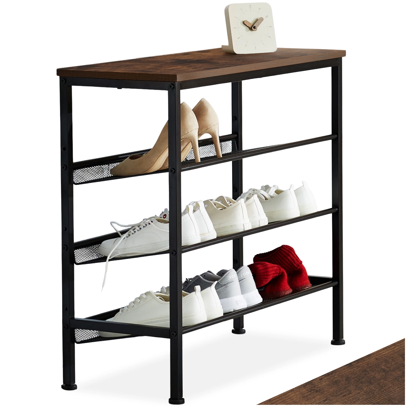 Schuhregal Wolverhampton 75,5x30,5x69,5cm - Industrial Holz dunkel, rustikal