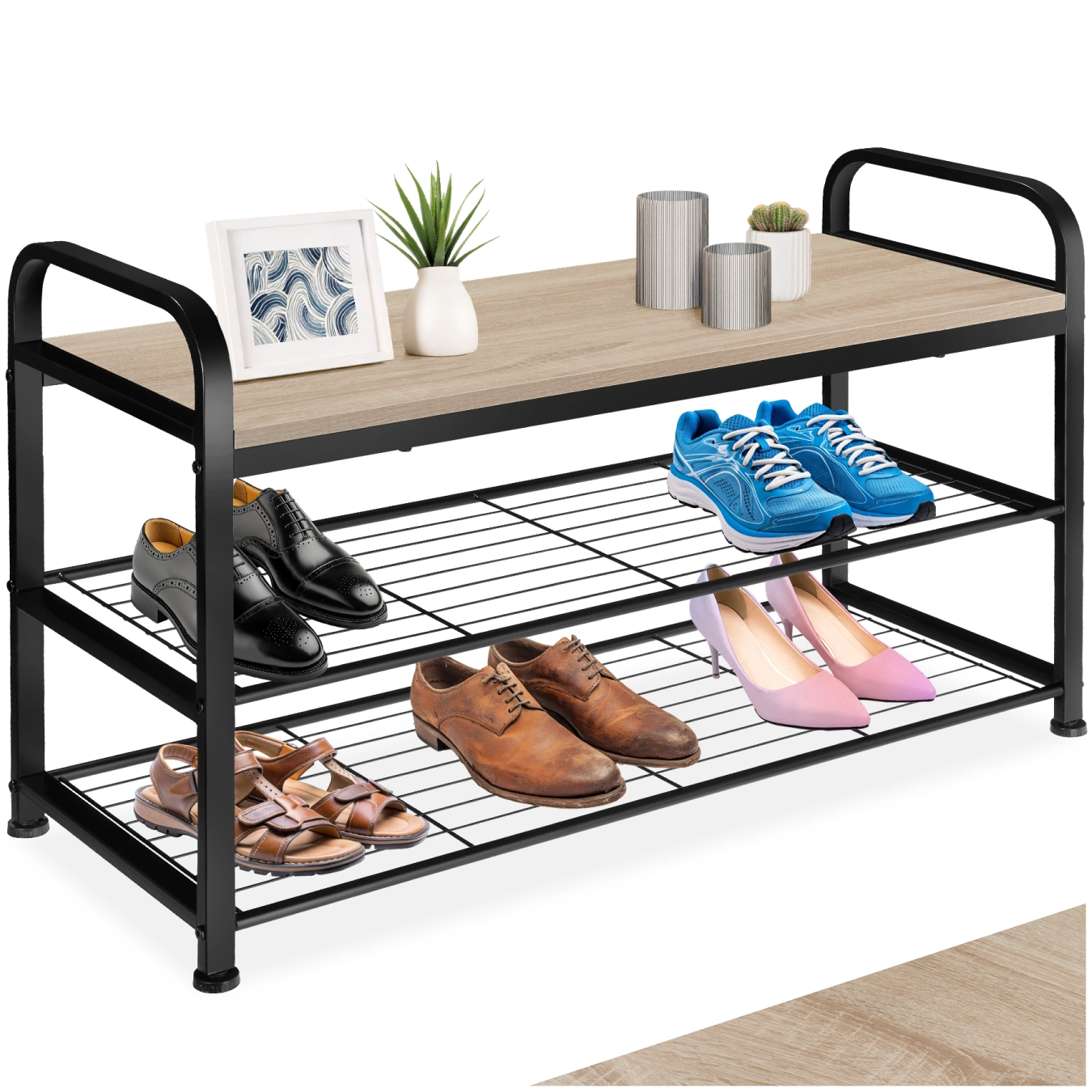 Schuhregal Southampton 91x36x55cm - Industrial Holz hell, Eiche Sonoma