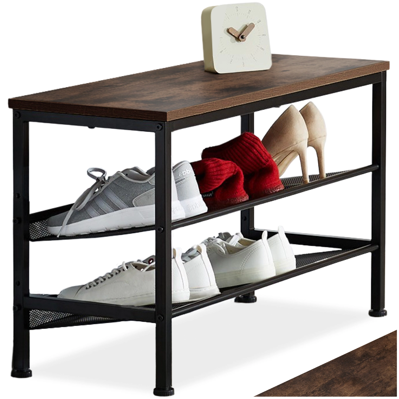 Schuhregal Derry 75,5x30,5x45,5cm - Industrial Holz dunkel, rustikal