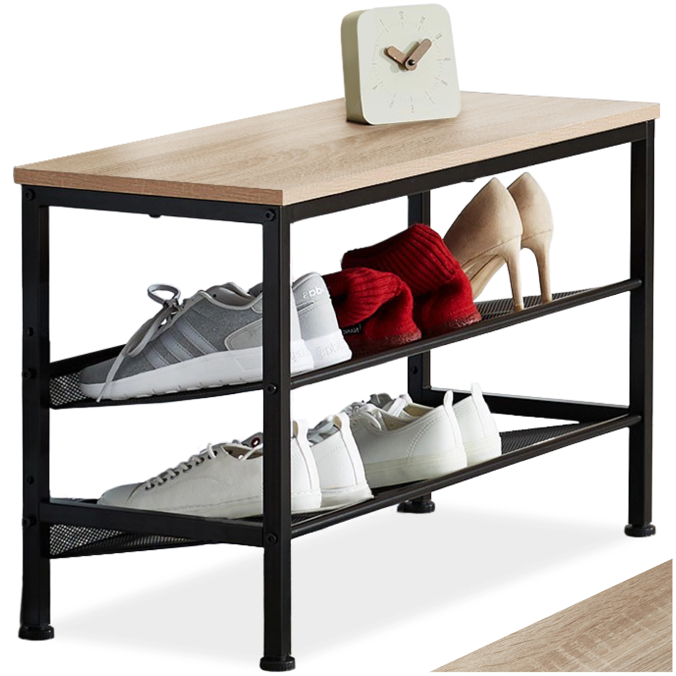 Schuhregal Derry 75,5x30,5x45,5cm - Industrial Holz hell, Eiche Sonoma