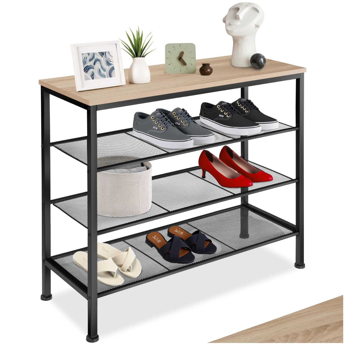 Schuhregal Newport 80,5x30,5x72,5cm - Industrial Holz hell, Eiche Sonoma