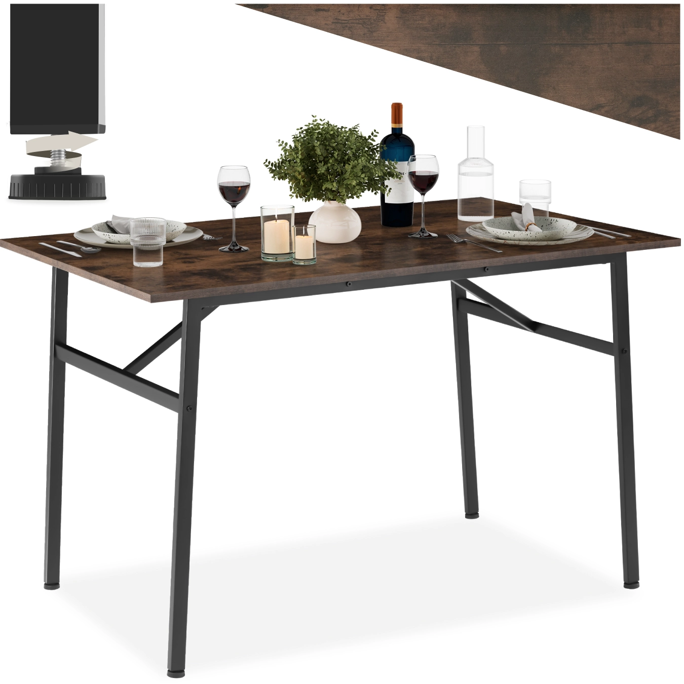 Esstisch Swansea 120x75x76cm - Industrial Holz dunkel, rustikal
