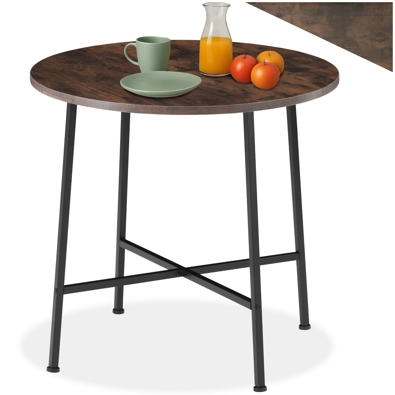 Esstisch Ennis 80x76cm - Industrial Holz dunkel, rustikal
