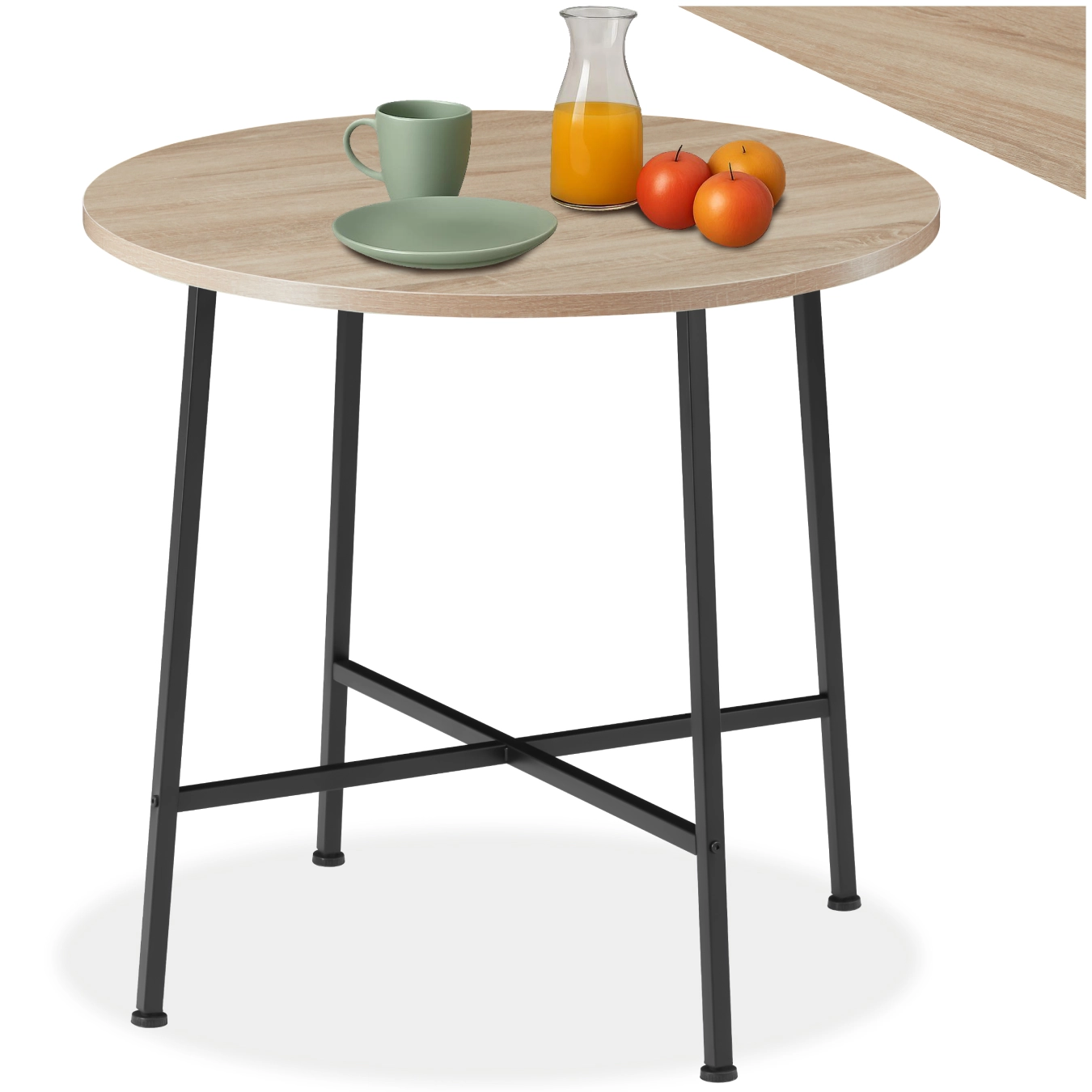 Esstisch Ennis 80x76cm - Industrial Holz hell, Eiche Sonoma