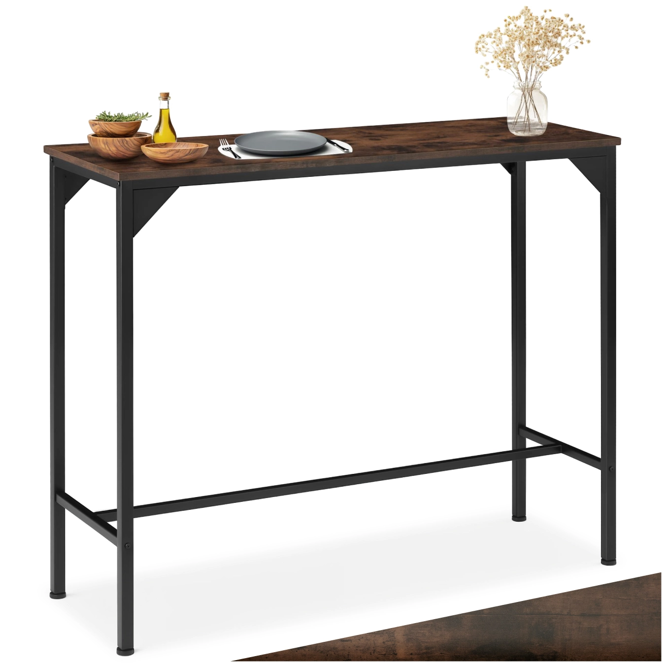 Bartisch Kerry 120x40x100,5cm - Industrial Holz dunkel, rustikal