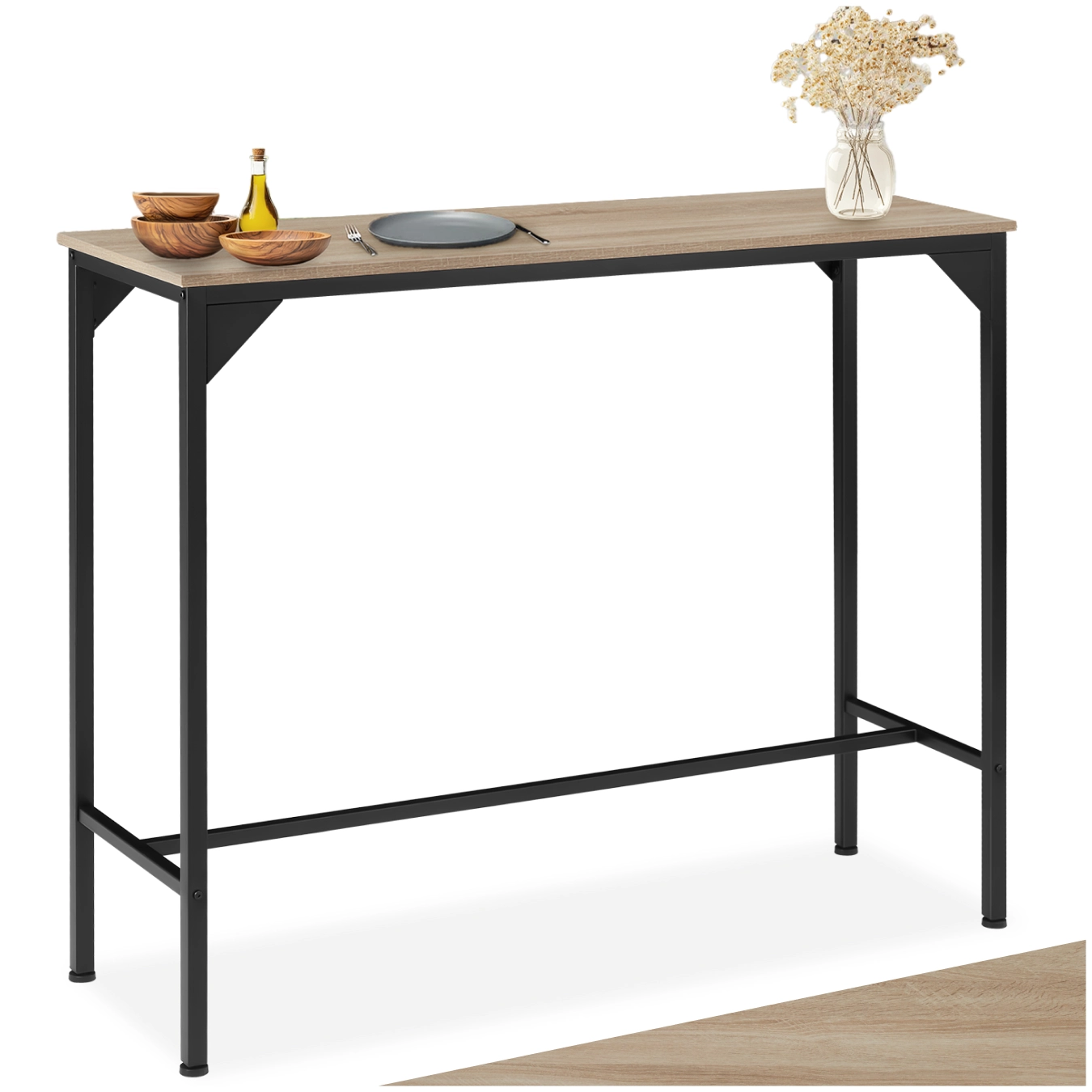 Bartisch Kerry 120x40x100,5cm - Industrial Holz hell, Eiche Sonoma