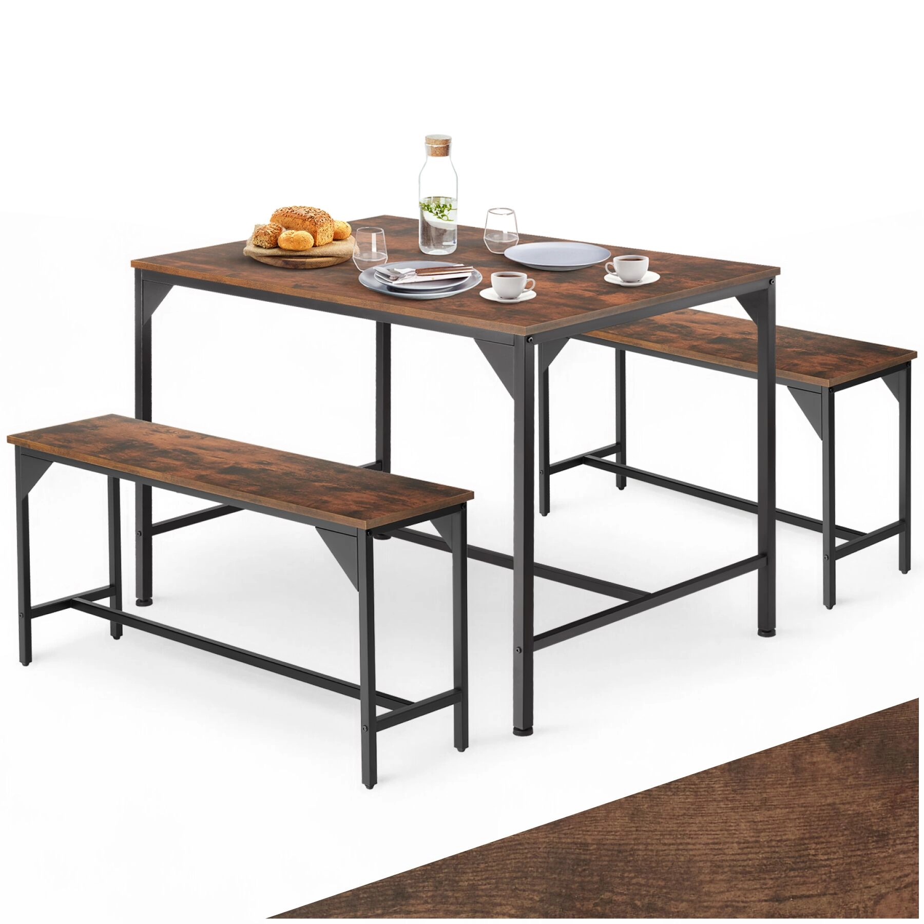 Sitzgruppe Bolton 2 + 1 - Industrial Holz dunkel, rustikal