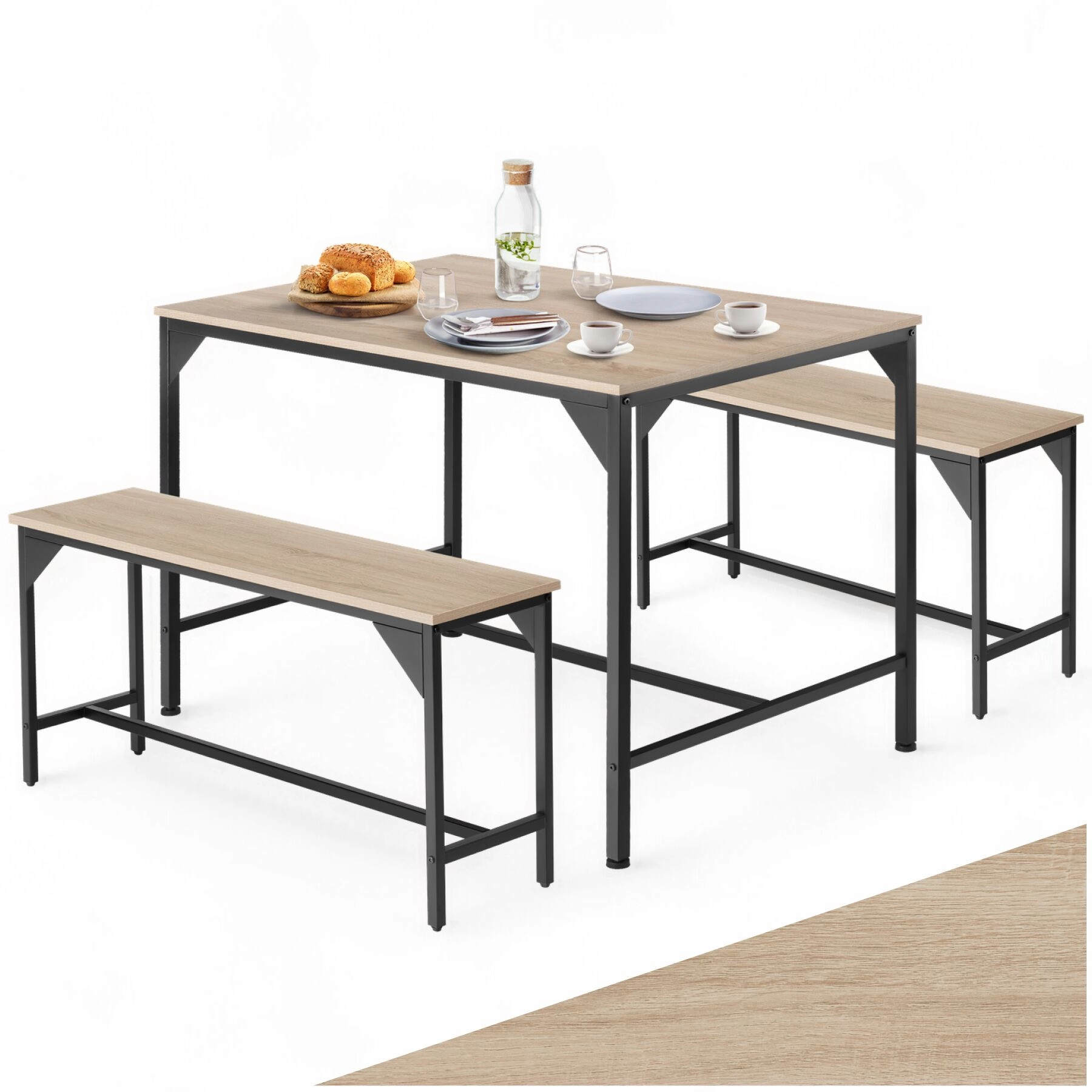 Sitzgruppe Bolton 2 + 1 - Industrial Holz hell, Eiche Sonoma