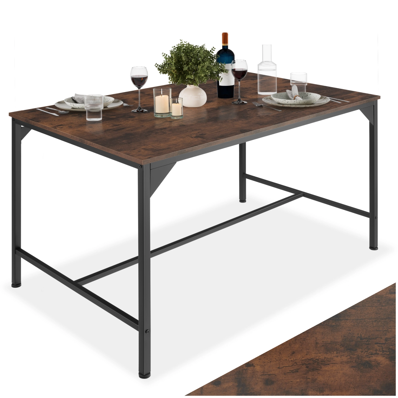 Esstisch Belfast 120x75x75cm - Industrial Holz dunkel, rustikal