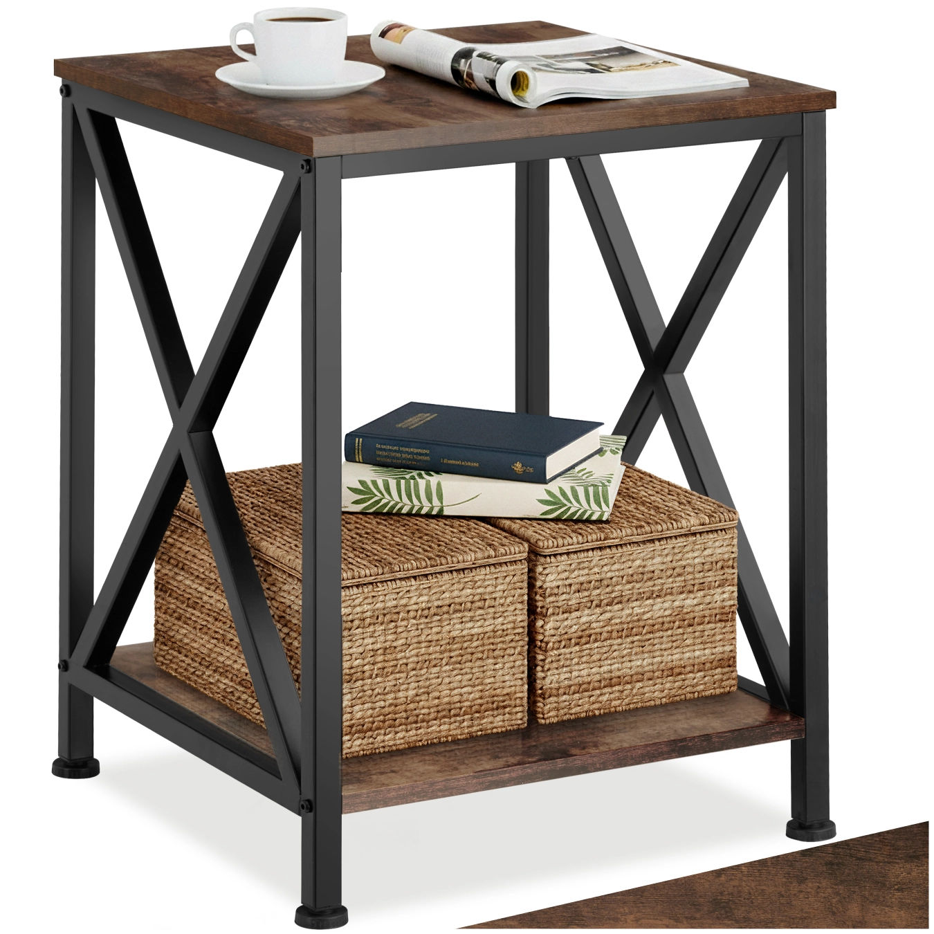 Beistelltisch Carlton 40,5x40,5x52,5cm - Industrial Holz dunkel, rustikal