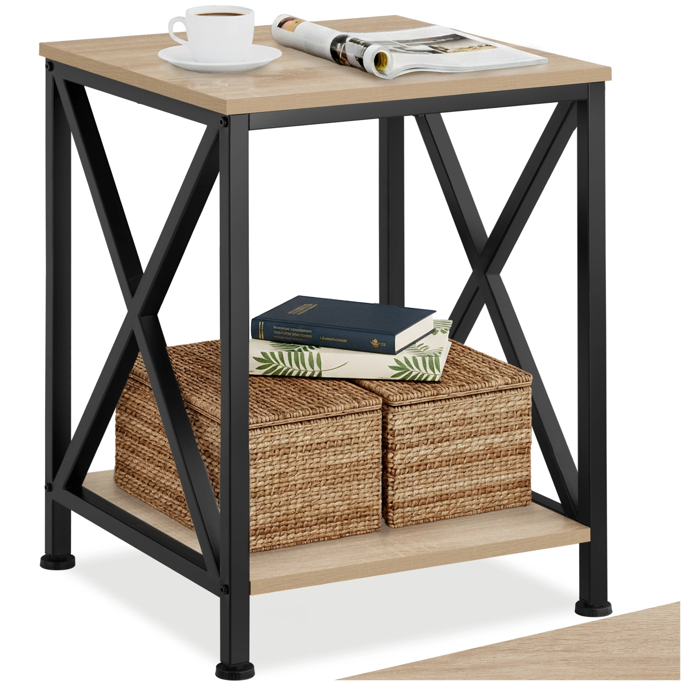 Beistelltisch Carlton 40,5x40,5x52,5cm - Industrial Holz hell, Eiche Sonoma