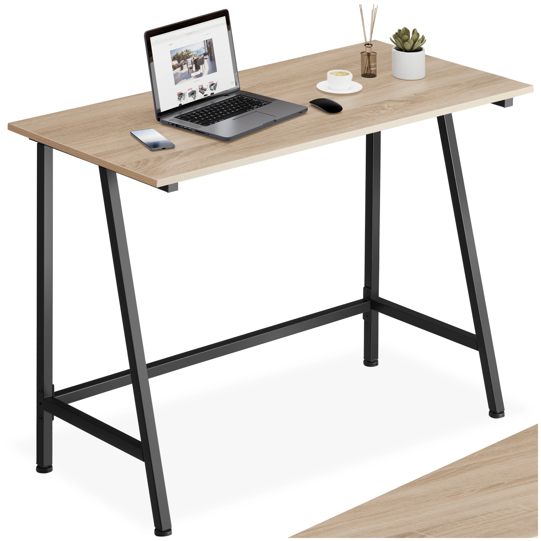 Schreibtisch Newton 100x50x77cm - Industrial Holz hell, Eiche Sonoma