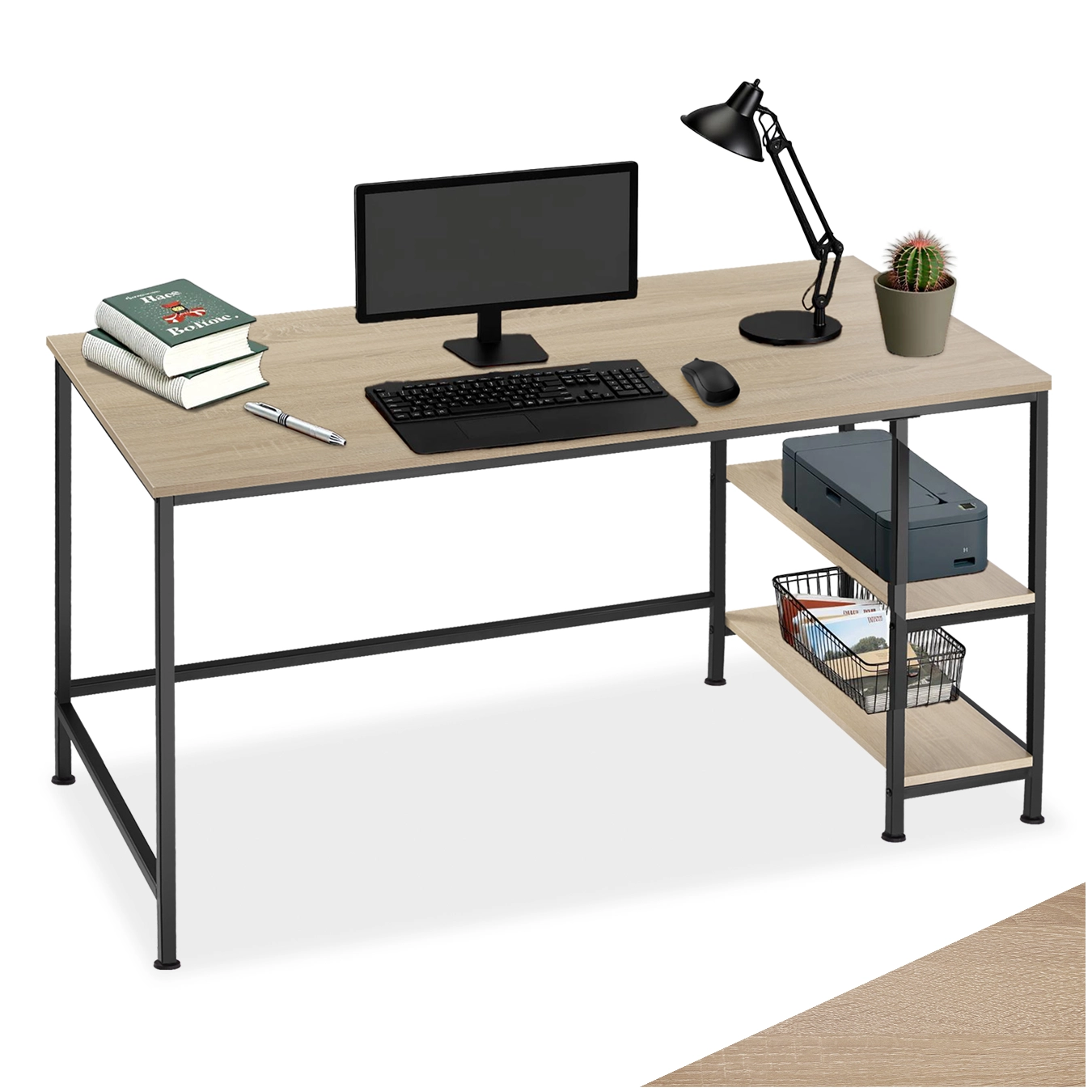 Computer-Schreibtisch Canton 120x60x75,5cm - Industrial Holz hell, Eiche Sonoma