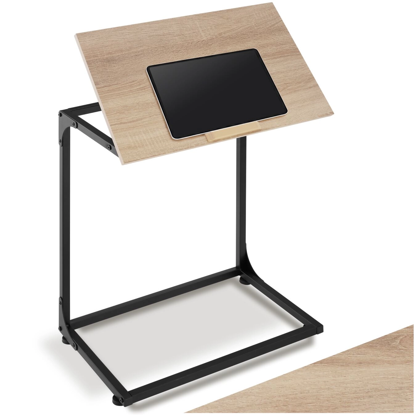 Beistelltisch mit neigbarer Platte Ruston 55x35x66,5cm - Industrial Holz hell, Eiche Sonoma