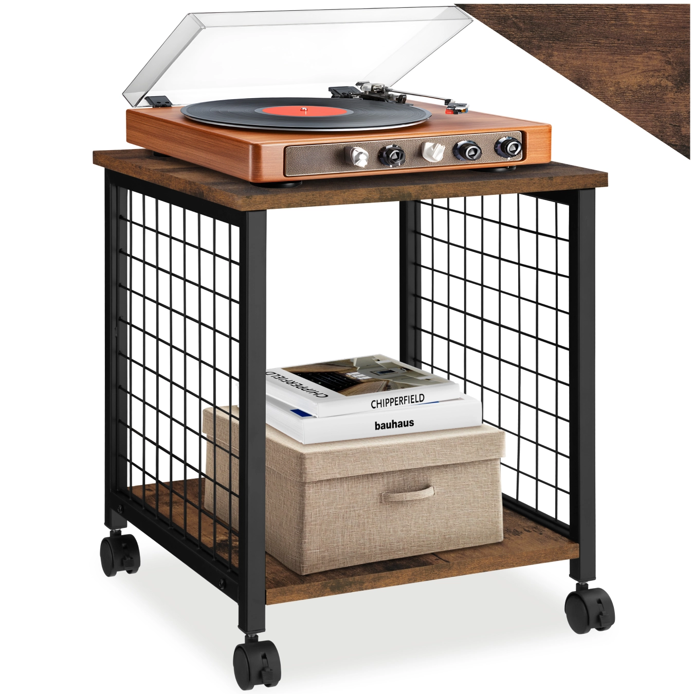 Beistelltisch Gary 40x40x48cm - Industrial Holz dunkel, rustikal