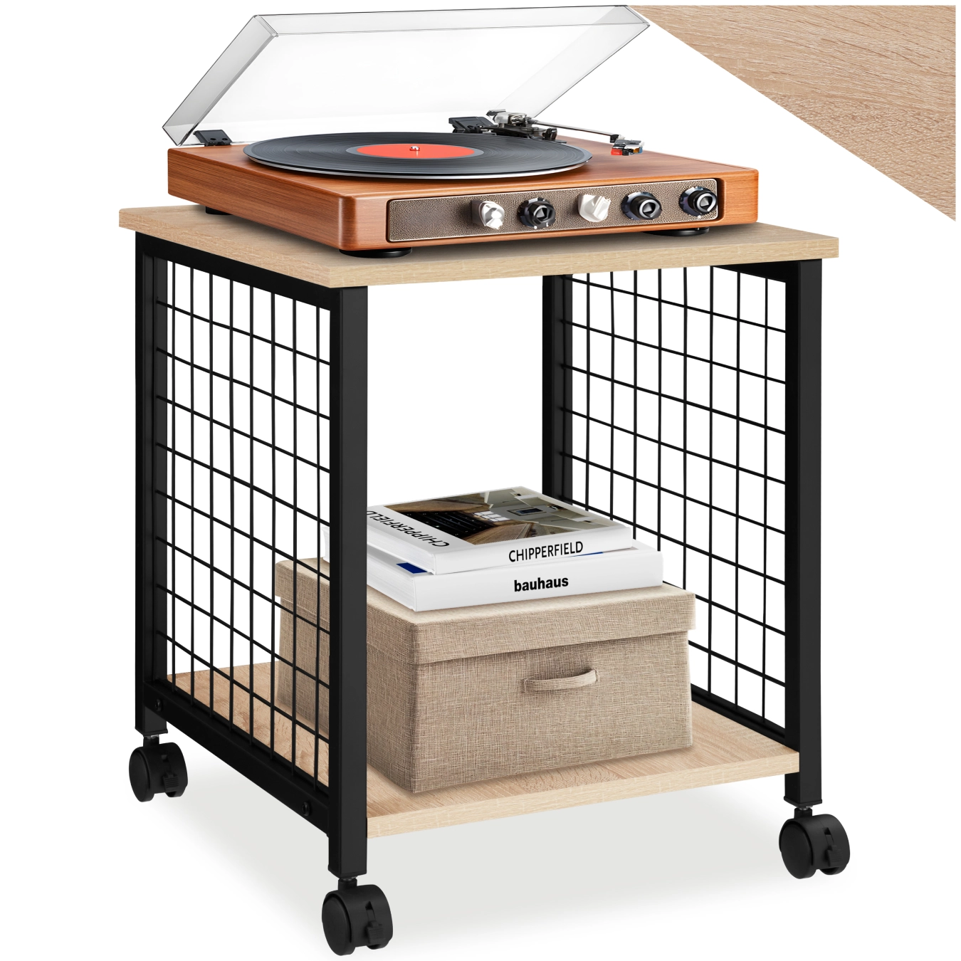 Beistelltisch Gary 40x40x48cm - Industrial Holz hell, Eiche Sonoma