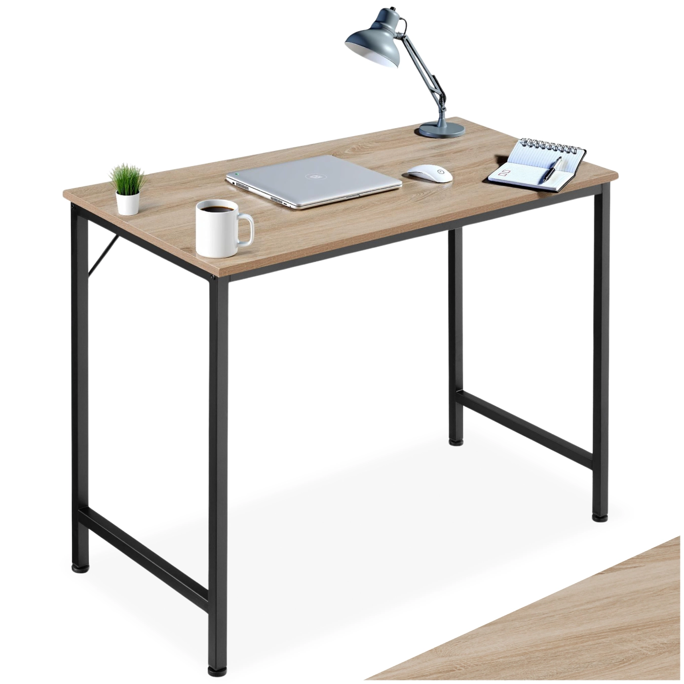 Schreibtisch Jenkins - Industrial Holz hell, Eiche Sonoma, 80 cm